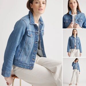 QUINCE Classic Trucker Blue Denim Women’s Jacket Small 100% Organic Cotton